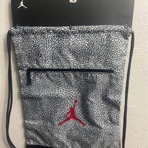 Jordan Patterned Drawstring Backpack with Red Logo
